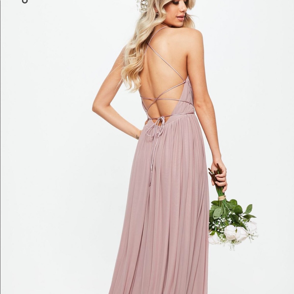 Missguided pink pleated dress